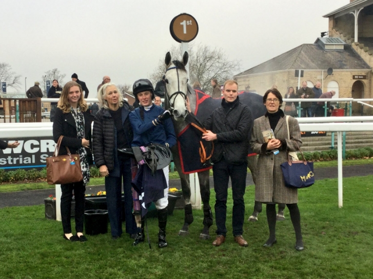 Snow Leopardess with her winning connections at Doncaster