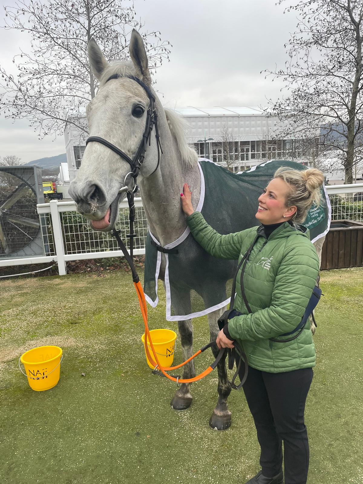 Snow very pleased with life after a spin around the XC course, and Jess happy she is back safe and sound!