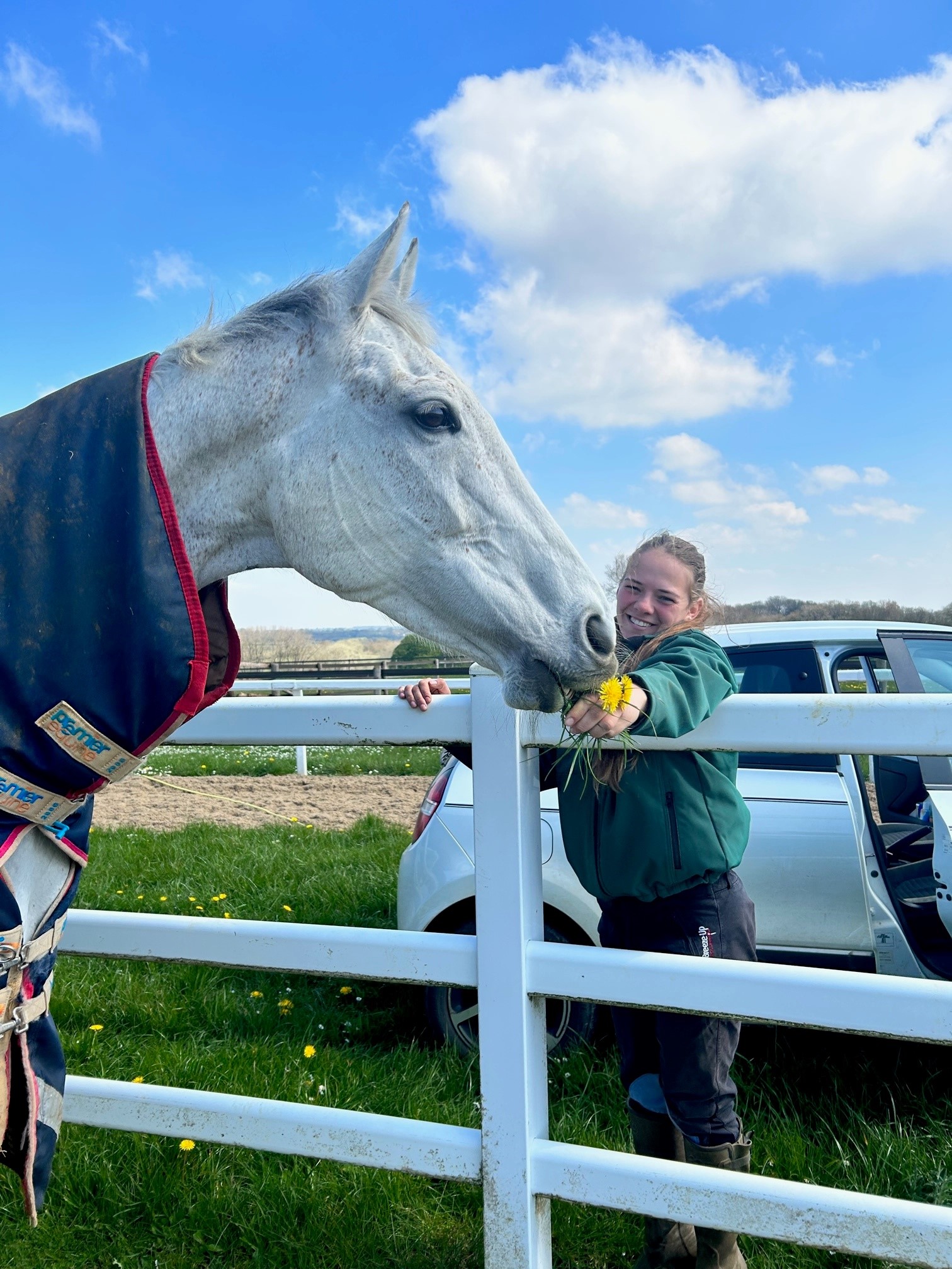 Snow Leopardess getting flowers from Brogan