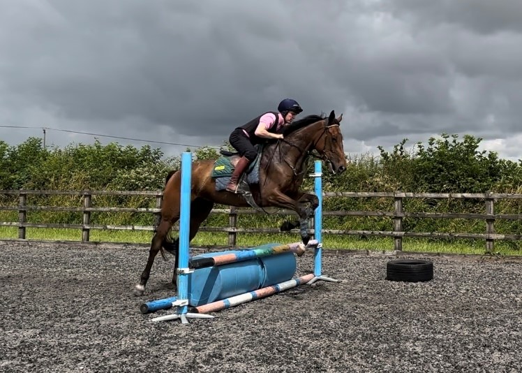 Book Of Tales having his first jumping lesson