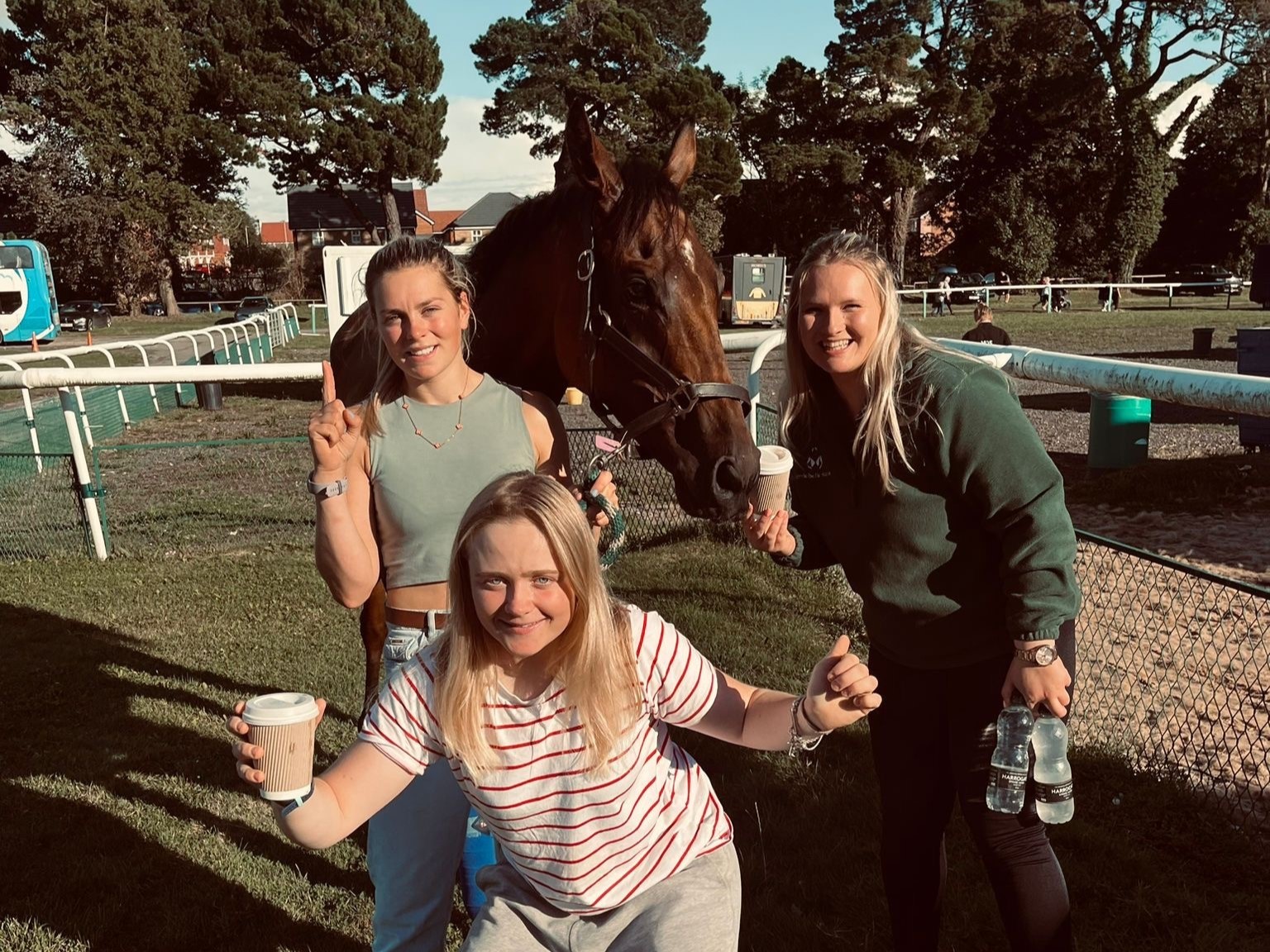 Midnight Jewel and his fan club after racing, Lilly, Macy and Rachel