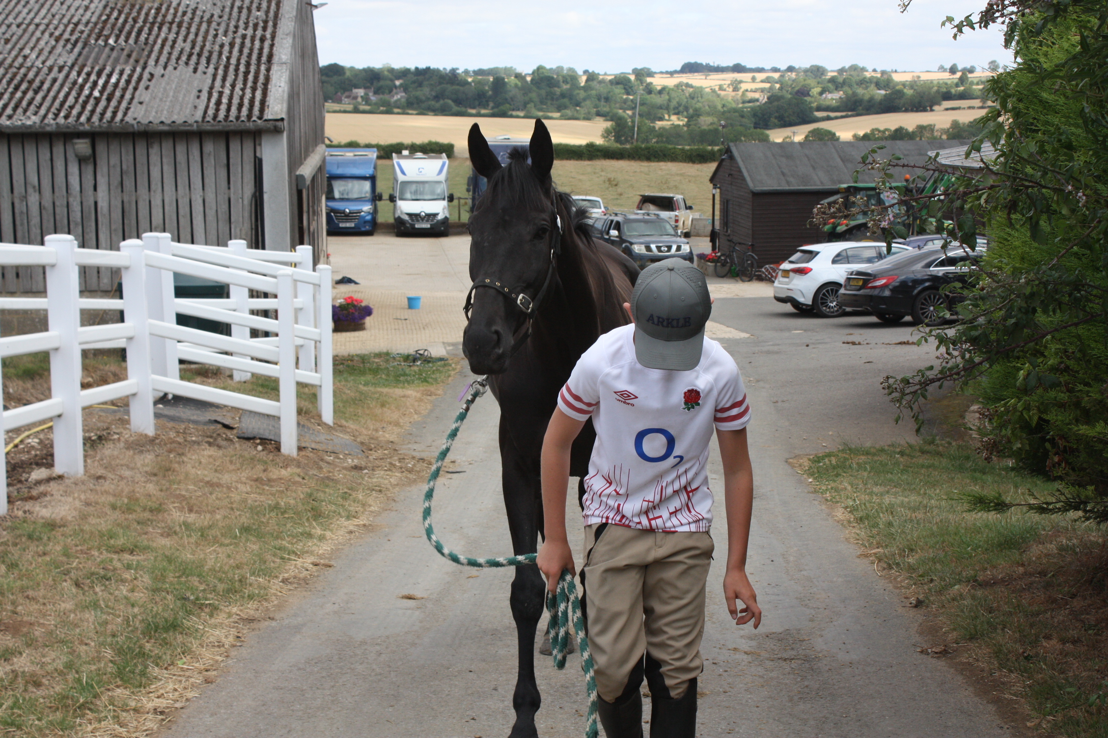 Bowmore & Harry on the way out to the field!