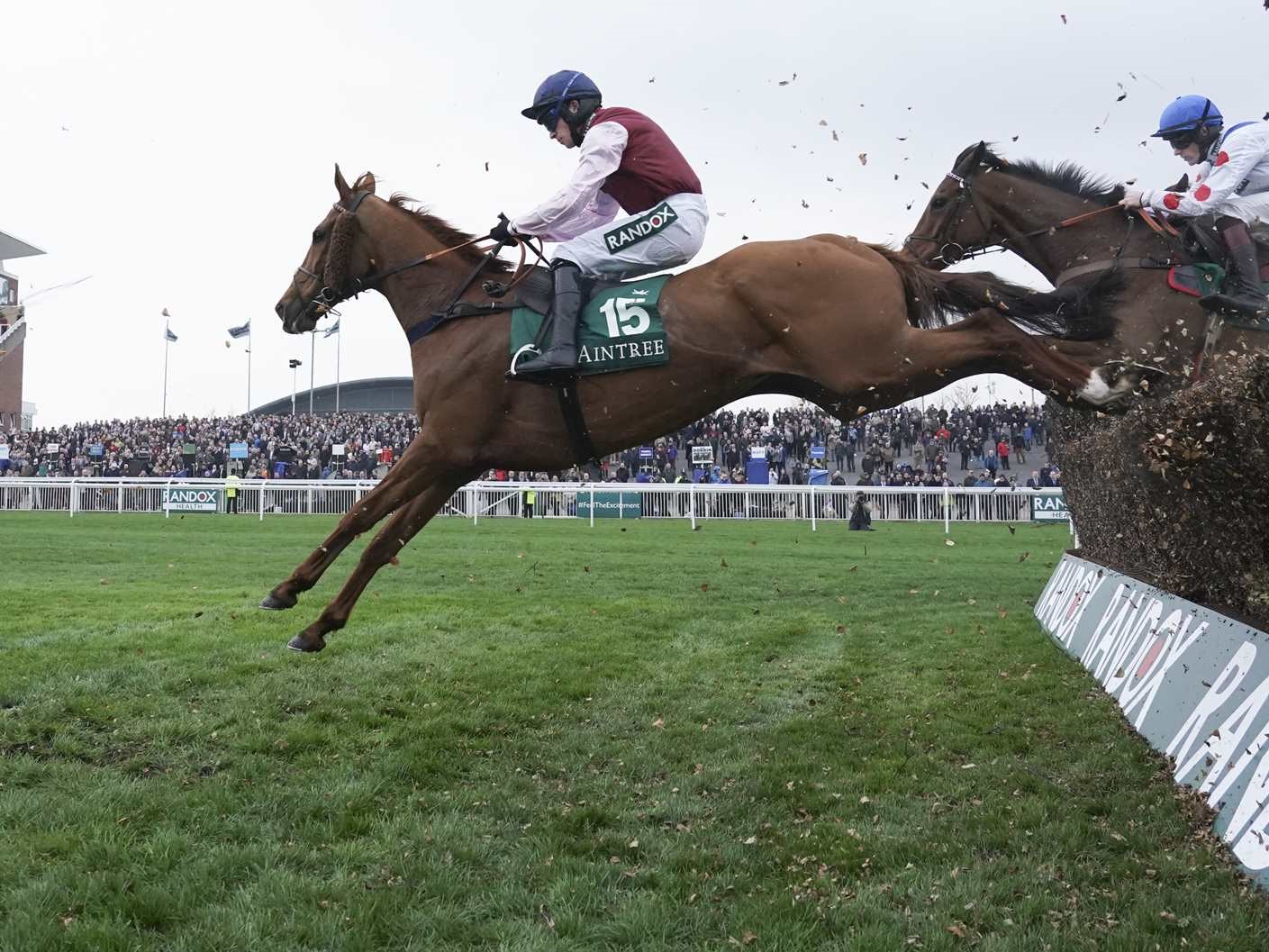 Bentelimar and Johnathan Burke winning the Zut Media Red Rum Handicap Chase